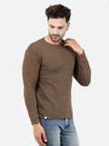 Colvyn Harris Men's Cotton Lycra Regular Fit Brown Sweatshirt with Rolling Neck