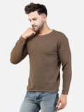 Colvyn Harris Men's Cotton Lycra Regular Fit Brown Sweatshirt with Rolling Neck