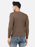 Colvyn Harris Men's Cotton Lycra Regular Fit Brown Sweatshirt with Rolling Neck