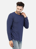 Colvyn Harris Men's Cotton Lycra Regular Fit Blue Sweatshirt with Rolling Neck