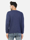 Colvyn Harris Men's Cotton Lycra Regular Fit Blue Sweatshirt with Rolling Neck