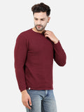 Colvyn Harris Men's Cotton Lycra Regular Fit Wine Sweatshirt with Rolling Neck