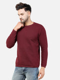 Colvyn Harris Men's Cotton Lycra Regular Fit Wine Sweatshirt with Rolling Neck