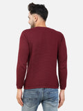 Colvyn Harris Men's Cotton Lycra Regular Fit Wine Sweatshirt with Rolling Neck
