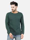 Colvyn Harris Men's Cotton Lycra Regular Fit Green Sweatshirt with Rolling Neck