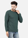 Colvyn Harris Men's Cotton Lycra Regular Fit Green Sweatshirt with Rolling Neck