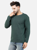 Colvyn Harris Men's Cotton Lycra Regular Fit Green Sweatshirt with Rolling Neck