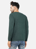 Colvyn Harris Men's Cotton Lycra Regular Fit Green Sweatshirt with Rolling Neck