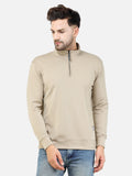 Colvyn Harris Men's Lycra Ponte Regular Fit Cream Sweatshirt with T-Neck
