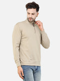 Colvyn Harris Men's Lycra Ponte Regular Fit Cream Sweatshirt with T-Neck