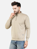 Colvyn Harris Men's Lycra Ponte Regular Fit Cream Sweatshirt with T-Neck