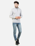 Colvyn Harris Men's Lycra Ponte Regular Fit Light Grey Sweatshirt with T-Neck