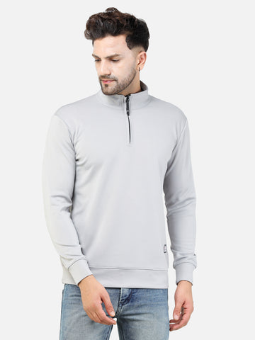 Colvyn Harris Men's Lycra Ponte Regular Fit Light Grey Sweatshirt with T-Neck
