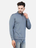 Colvyn Harris Men's Lycra Ponte Regular Fit Blue Sweatshirt with T-Neck