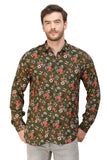 COLVYNHARRIS JEANS Men Casualwear Full Sleeve Slim Fit Shirt Collar Floral Print Olive Green Luxury Shirt
