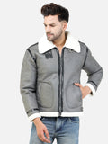 Colvyn Harris Men Regular Fit Full Fur Lining Faux Leather Grey Jacket