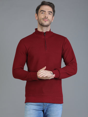 Colvyn Harris Half Zip Heavy Mattie Cotton Maroon Sweatshirt for Men