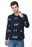COLVYNHARRIS JEANS Men casualwear Full Sleeve Slim Fit Shirt Collar Floral Print Navy Blue Luxury Shirt