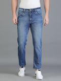 Colvyn Harris Regular Fit Mid Rise Cotton Flat Knit Bata Wash Jeans for Men