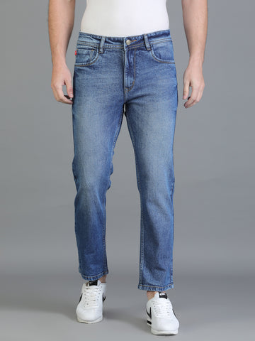 Colvyn Harris Regular Fit Mid Rise Cotton Flat Knit Bata Wash Jeans for Men