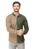 COLVYNHARRIS JEANS Men Casualwear Full Sleeve Slim Fit Shirt Collar Contrast Print Peanut Olive Luxury Shirt