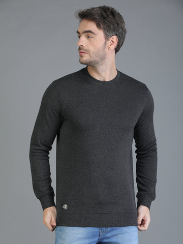 Colvyn Harris Cotton Fleece Crew Neck Dark Grey Sweatshirt for Men