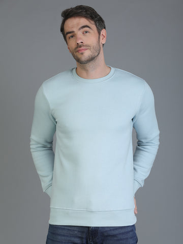Colvyn Harris Cotton Fleece Crew Neck Sky Blue Sweatshirt for Men