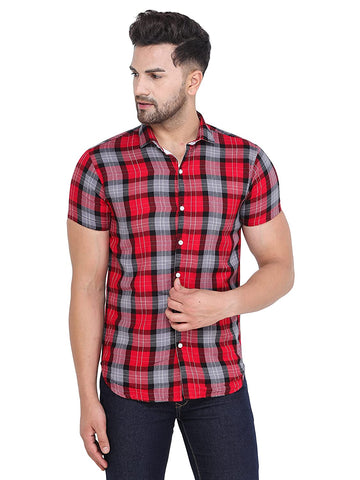 COLVYNHARRIS JEANS Men Black and Red Reversible Chekered Casual Shirt