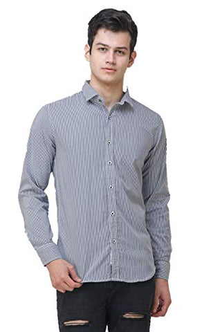 COLVYNHARRIS JEANS Men casualwear Full Sleeve Slim Fit Shirt Collar Luxury Grey Stripes Shirt
