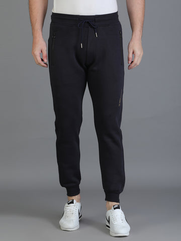 Colvyn Harris Regular Fit Solid Navy Blue Track Pant for Men