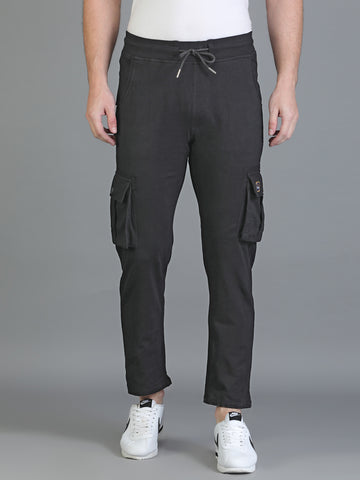 Colvyn Harris Regular Fit Multi-Pockets Black Cargo Pant for Men