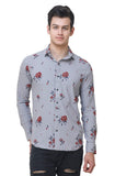 COLVYNHARRIS JEANS Men casualwear Full Sleeve Slim Fit Shirt Collar Floral Print Grey Luxury Shirt