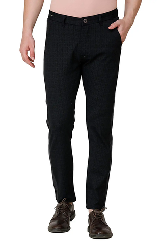 COLVYN HARRIS Mens Ankle Length Blue Color Poly Fourway Lycra Fabric Trousers