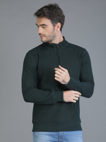 Colvyn Harris Half Zip Heavy Mattie Cotton Dark Green Sweatshirt for Men