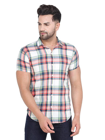 COLVYNHARRIS JEANS Men White and Pink Reversible Chekered Casual Shirt