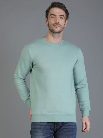 Colvyn Harris Cotton Fleece Crew Neck Sea Green Sweatshirt for Men