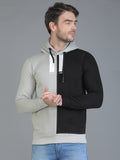 Colvyn Harris Cotton Fleece Hoodie Cement Grey & Black Sweatshirt for Men