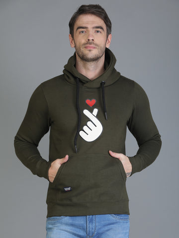 Colvyn Harris Cotton Fleece Hoodie Olive Sweatshirt for Men