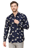 COLVYNHARRIS JEANS Men Casualwear Full Sleeve Slim Fit Shirt Collar Floral Print Navy Blue Luxury Shirt