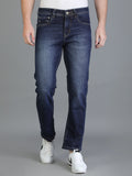 Colvyn Harris Regular Fit Solid Cotton Flat Bata Wash Dark Jeans for Men