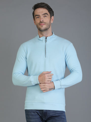 Colvyn Harris Half Zip Heavy Mattie Cotton Sky Blue Sweatshirt for Men