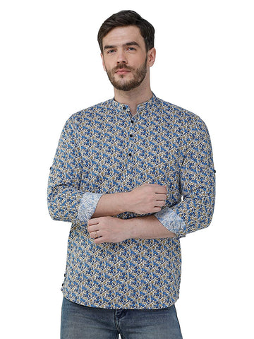 COLVYNHARRIS JEANS Men Casualwear Full Sleeve Slim Fit Printed Shirt Blue