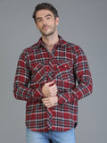 Colvyn Harris Slim Fit Red & Navy Blue Shirt for Men with Pocket
