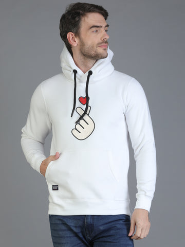 Colvyn Harris Cotton Fleece Hoodie White Sweatshirt for Men
