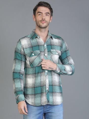 Colvyn Harris Slim Fit Green Shirt for Men with Pocket