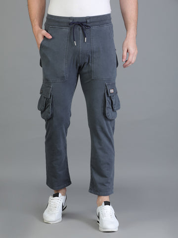 Colvyn Harris Regular Fit Multi-Pockets Grey Cargo Pant for Men