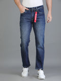 Colvyn Harris Regular Fit Mid Rise Cotton Flat Knit Bata Wash Dark Jeans for Men