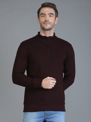 Colvyn Harris Half Zip Heavy Mattie Cotton Wine Shade Sweatshirt for Men