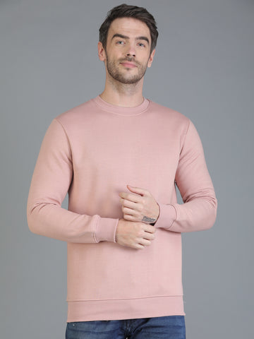 Colvyn Harris Cotton Fleece Crew Neck Peach Shade Sweatshirt for Men