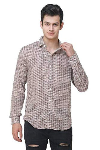 COLVYNHARRIS JEANS Men casualwear Full Sleeve Slim Fit Shirt Collar Floral Print Cream Luxury Shirt